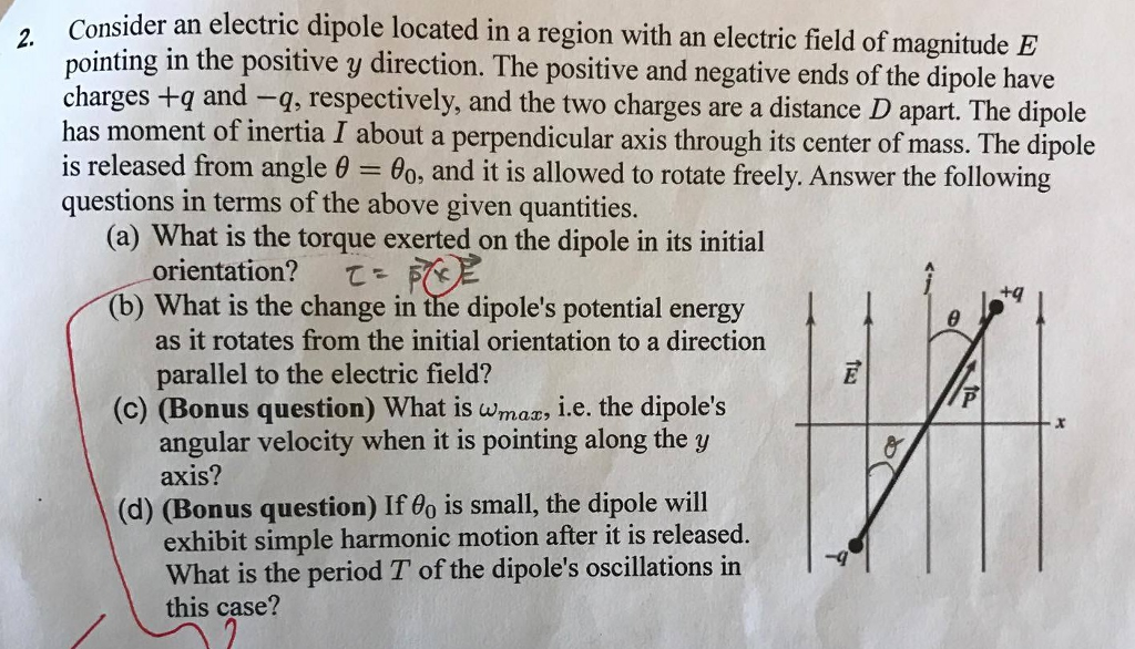 Solved Consider an electric dipole located in a region with | Chegg.com