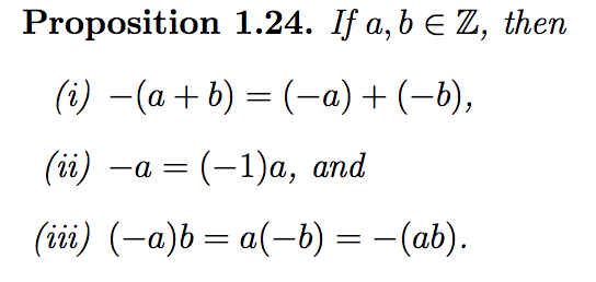 Solved Proposition 1.24· If A,be Z, Then (i)-(a + B)-(一a) + | Chegg.com