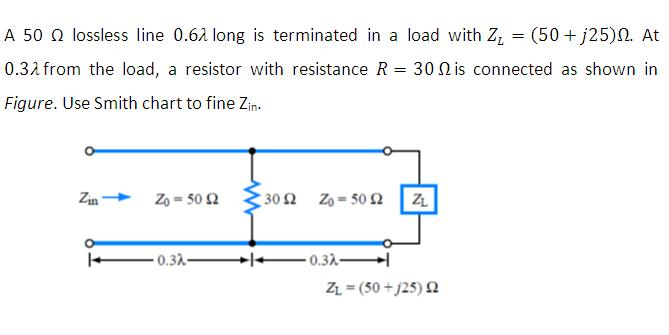 Solved A 50 ohm lossless line 0.6 lambda . long is | Chegg.com