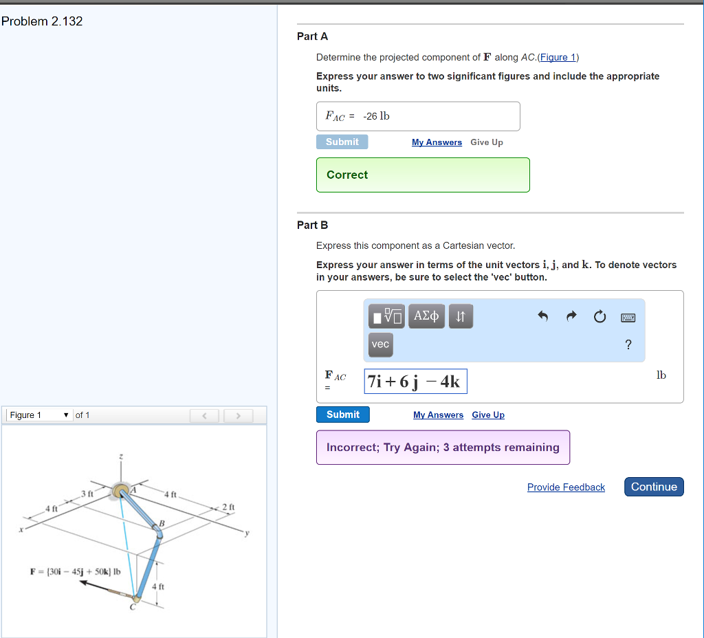 Solved Determine the projected component of F along AC | Chegg.com