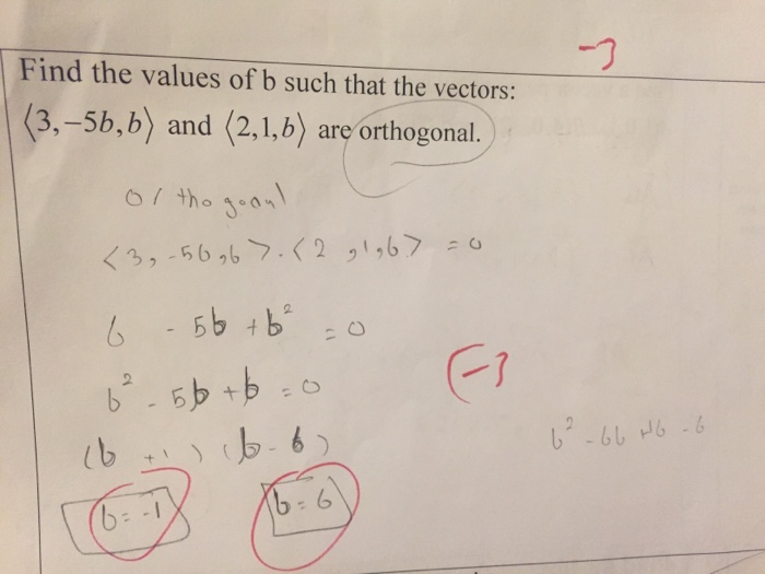 Solved Find The Values Of B Such That The Vectors: (3, -5b, | Chegg.com