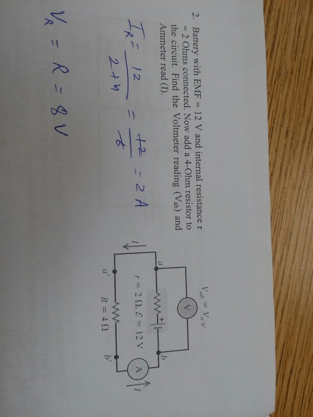 Solved 2. Battery with EMF 12 V and internal resistance r 2