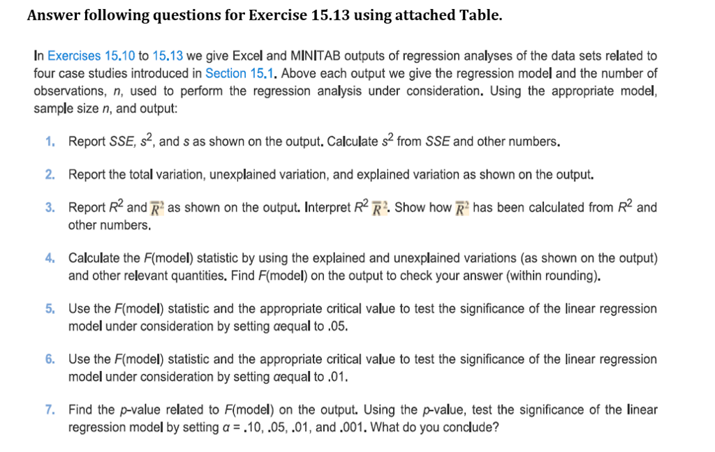 Solved Answer following questions for Exercise 15.13 using | Chegg.com