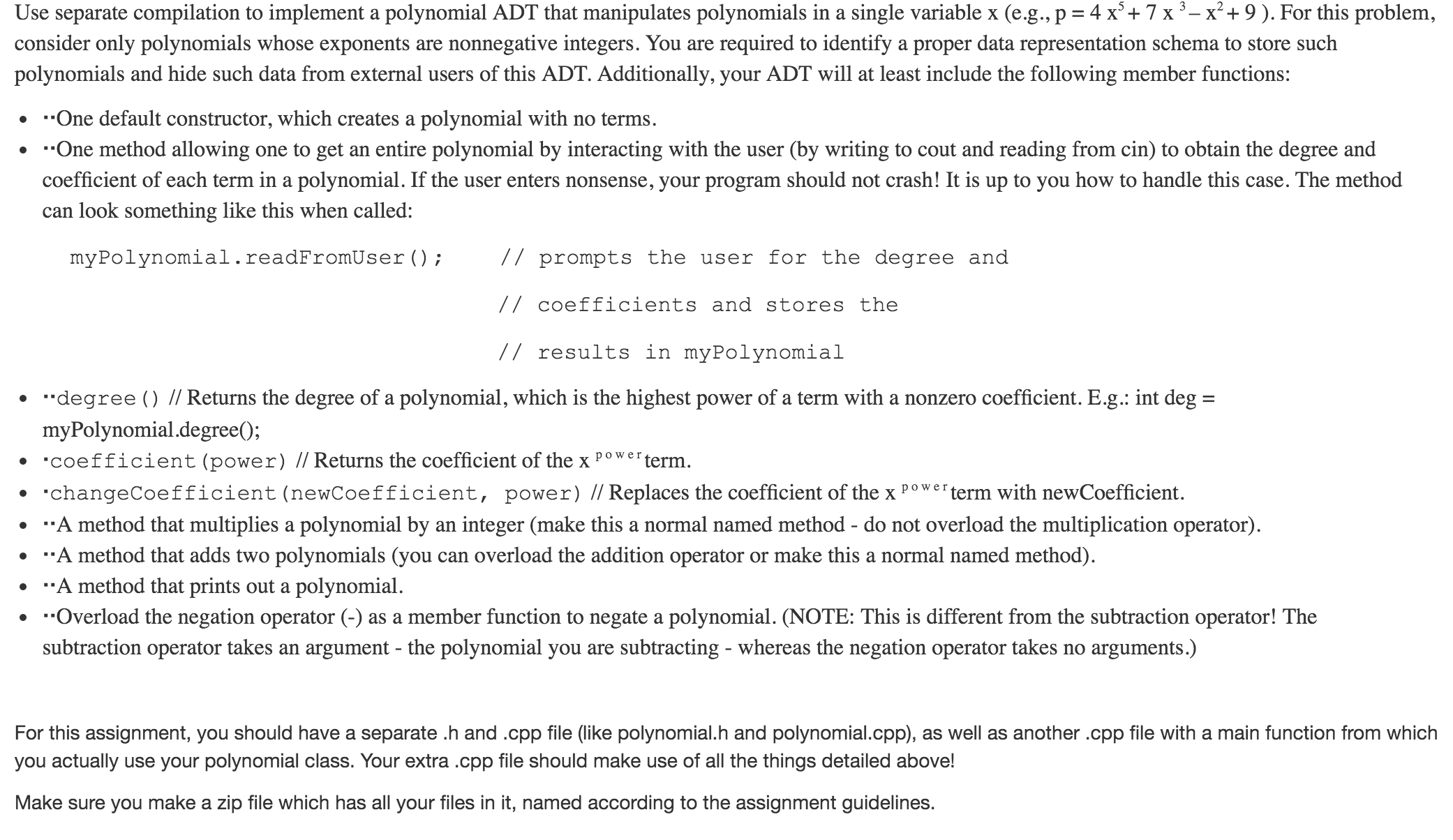 Solved Use separate compilation to implement a polynomial | Chegg.com