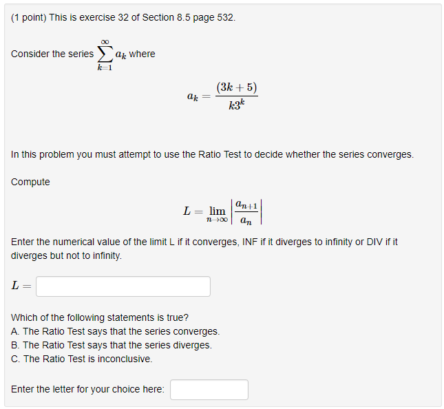 Solved (1 point) This is exercise 32 of Section 8.5 page | Chegg.com