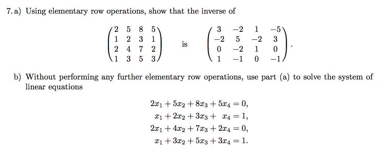 Solved 6. For each of the matrices below use elementary row