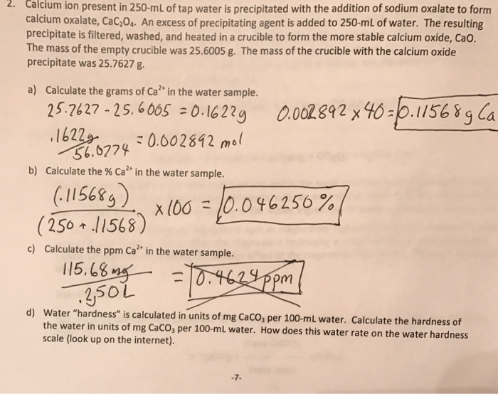 Solved Calcium ion present in 250mL of tap water is