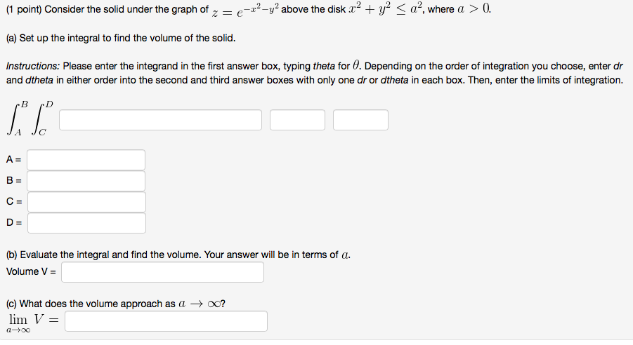 Solved (1 point) Consider the solid under the graph | Chegg.com