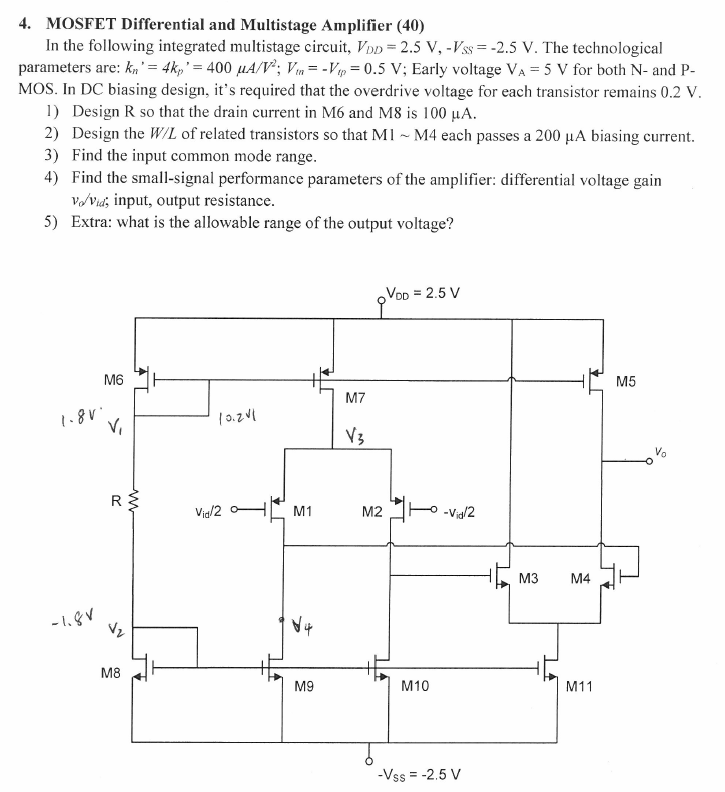 4. MOSFET Differential and Multistage Amplifier (40)