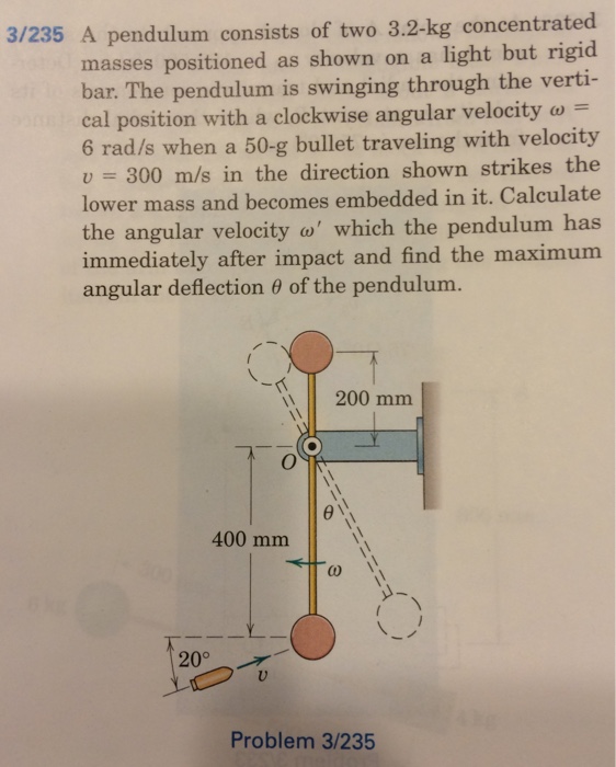 Solved A pendulum consists of two 3.2kg concentrated masses