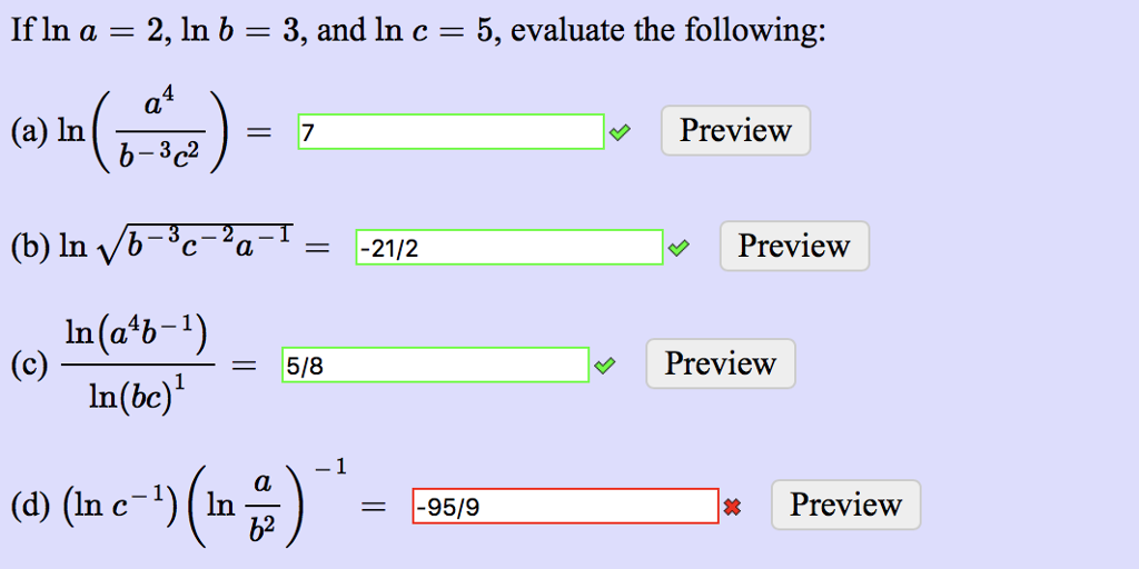 Solved If Ln A = 2, Ln B = 3, And Ln C = 5, Evaluate The | Chegg.com