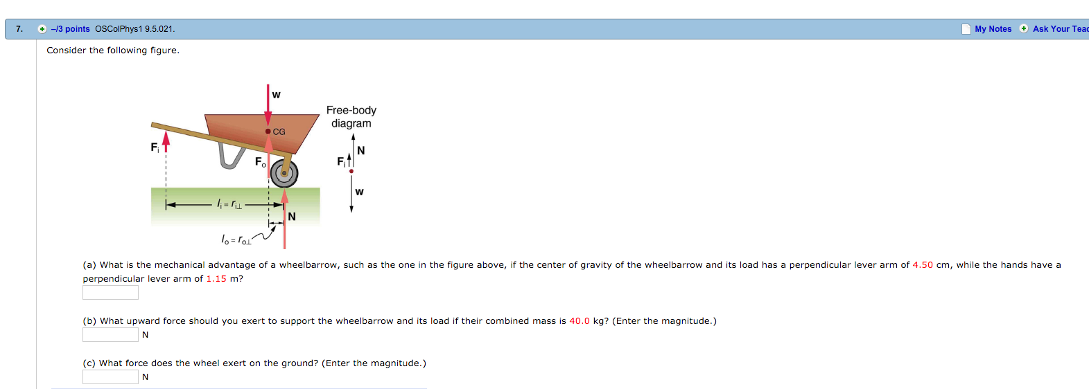 Solved What is the mechanical advantage of a wheelbarrow,