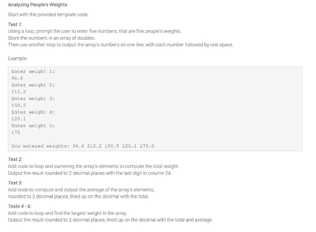 Solved Analyzing People's Weights Start with the provided | Chegg.com