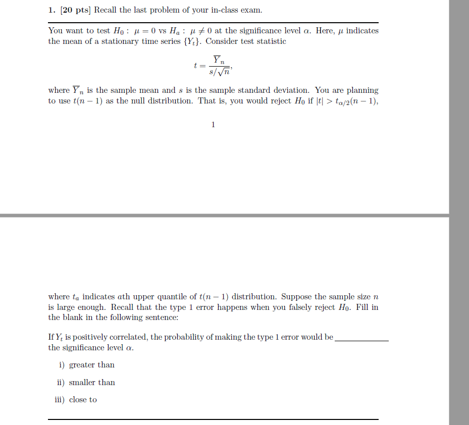 1 20 Pts Recall The Last Problem Of Your In class Chegg