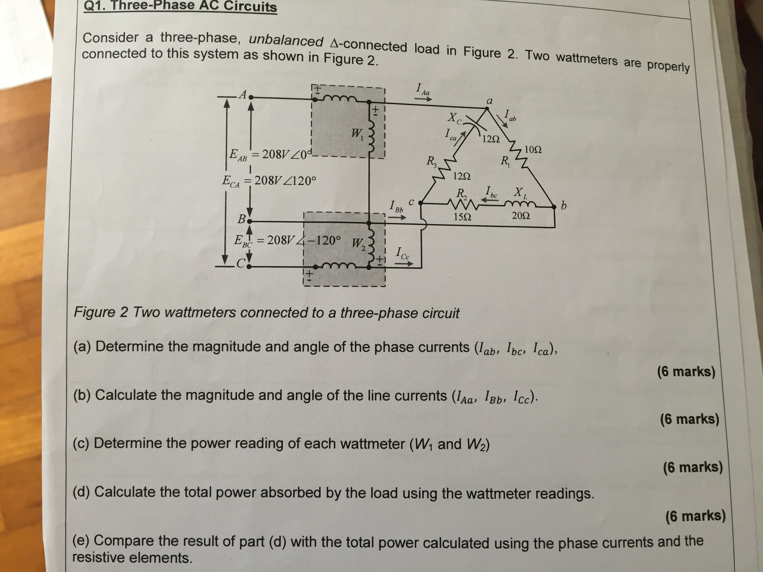 Solved Consider A Three Phase Unbalanced Delta Connected 