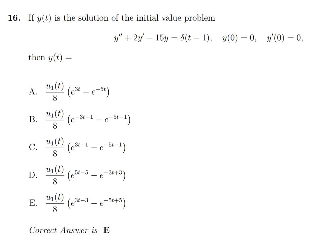 Solved If y(t) is the solution of the initial value problem | Chegg.com