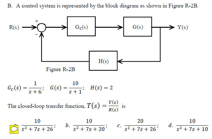 Solved A Control System Is Represented By The Block Diagram | Chegg.com