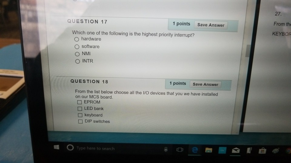 Solved 27. From the KEYBOR QUESTION 17 1 points Save Answer | Chegg.com