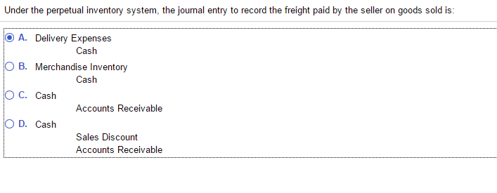 Solved Under The Perpetual Inventory System, The Journal | Chegg.com