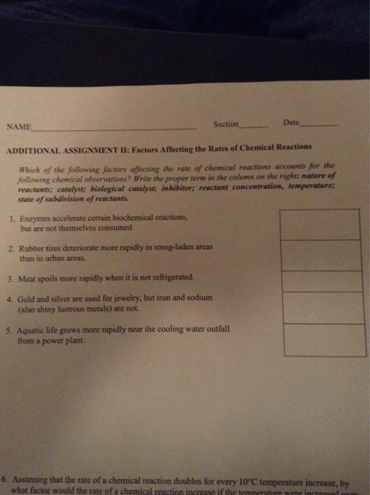 factors affecting rates of chemical reactions in food preservation