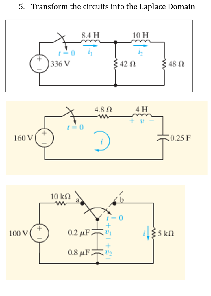 Solved 5. Transform the circuits into the Laplace Domain 8.4 | Chegg.com