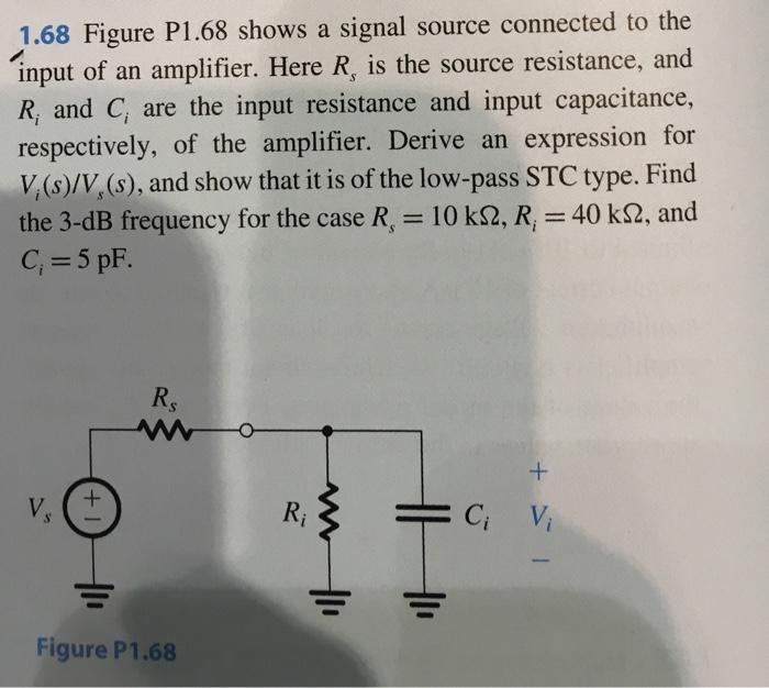 Solved Figure P1.68 shows a signal source connected to the | Chegg.com