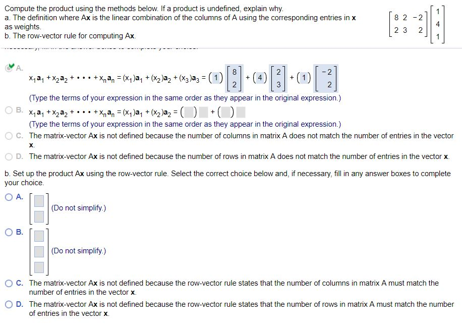 Solved Compute the product using the methods below. If a | Chegg.com