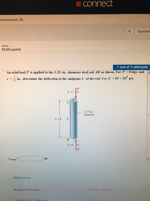 Solved connect Homework 7A Questio value: 10.00 points 1 out | Chegg.com