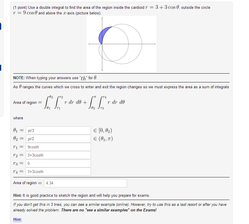 Solved Use A Double Integral To Find The Area Of The Region 3975