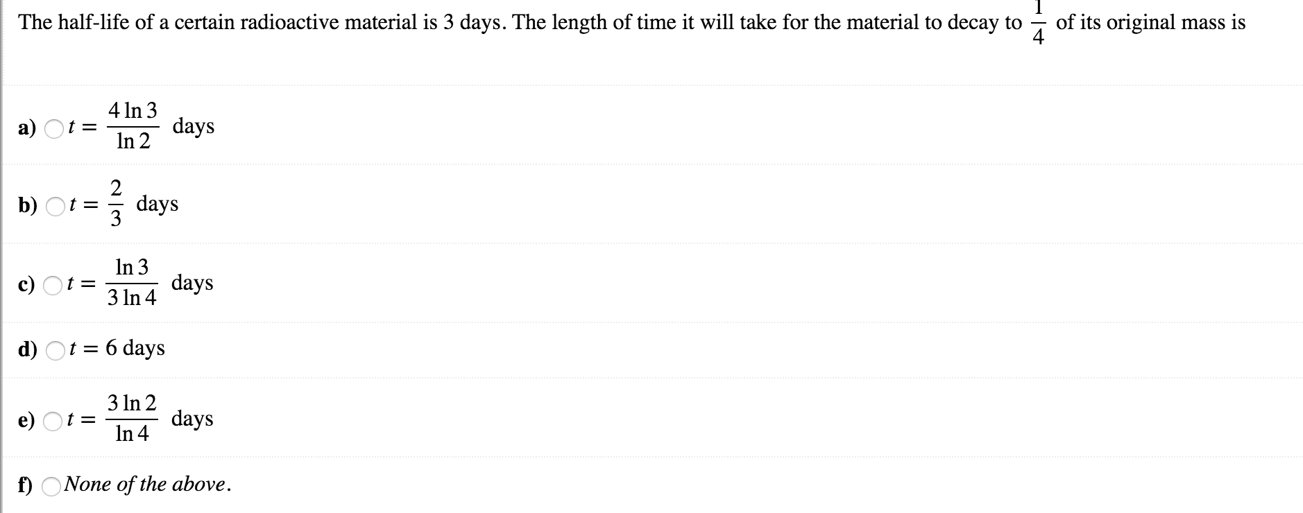 solved-the-half-life-of-a-certain-radioactive-material-is-3-chegg