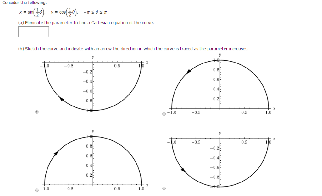 Solved Consider The Following X Sin 1 2 Theta Y Chegg