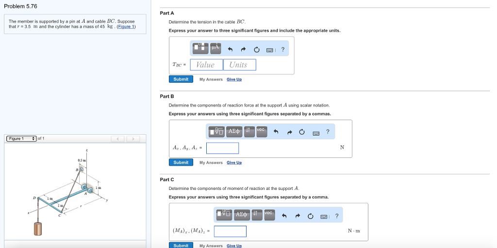 Solved Problem 5.76 Part A The member is supported by a pin | Chegg.com