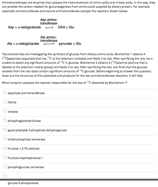 Solved Aminotransferases are enzymes that catalyze the | Chegg.com