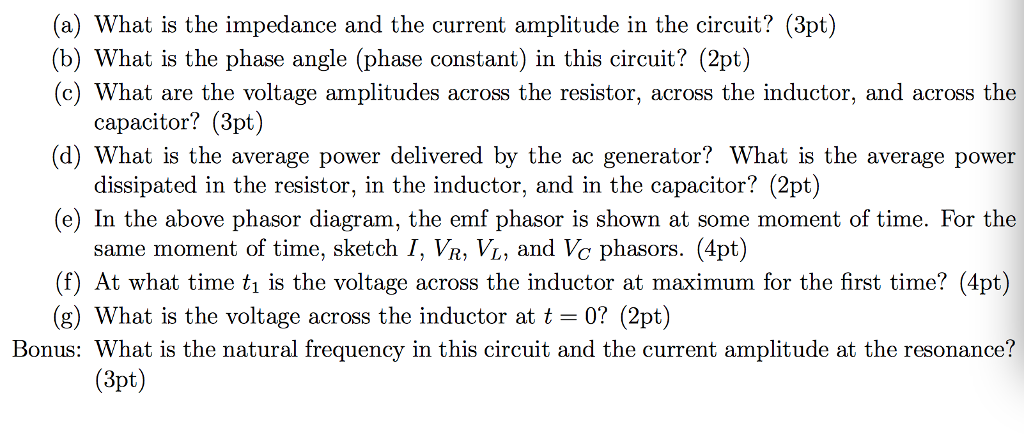 Solved A circuit is constructed with an ac generator, a | Chegg.com