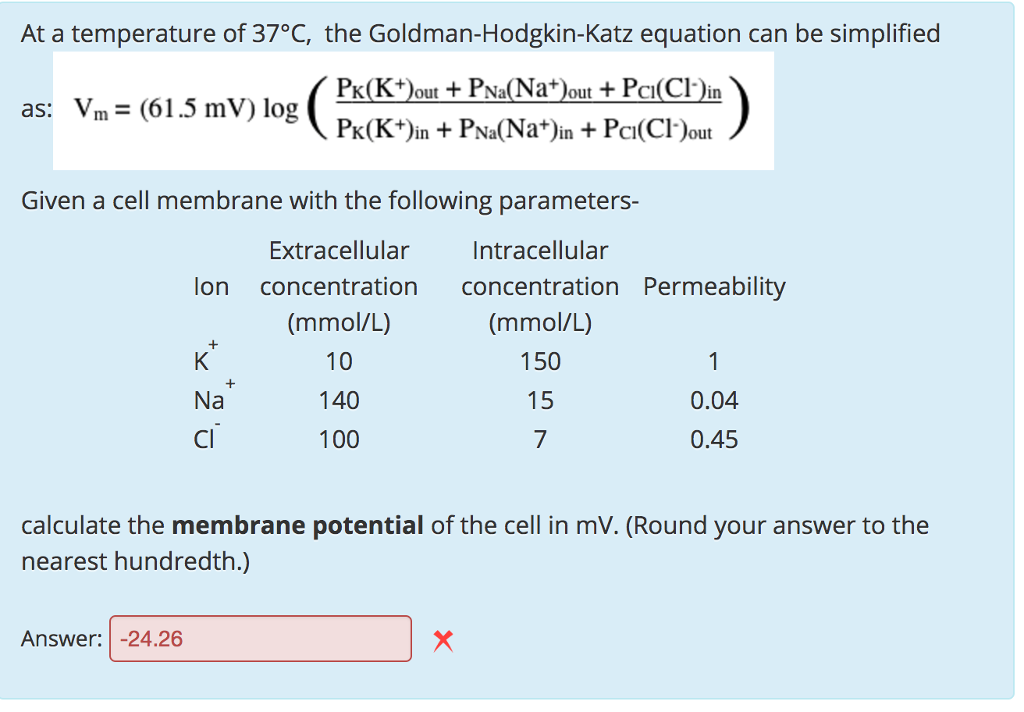 Goldman Hodgkin Katz Current Equation