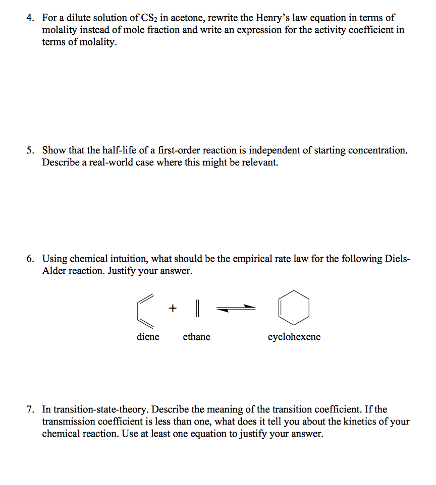 For a dilute solution of CS2 in acetone, rewrite the | Chegg.com