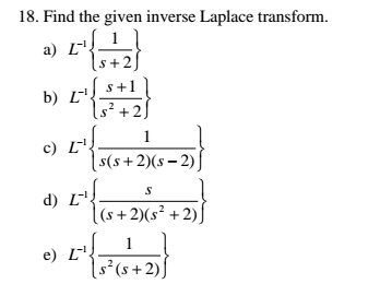 Solved Find the given inverse Laplace transform. | Chegg.com