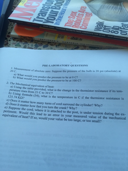 Solved Measurement of absolute zero Suppose the pressure of