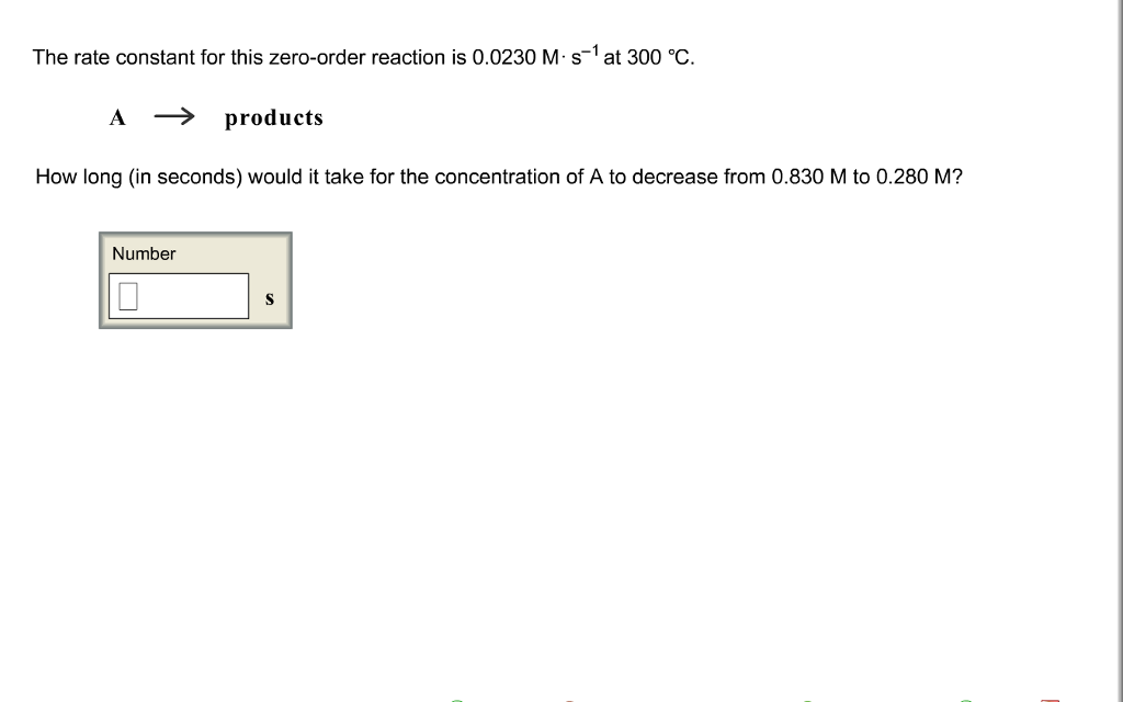 Solved The rate constant for zero order reaction is 0.0230