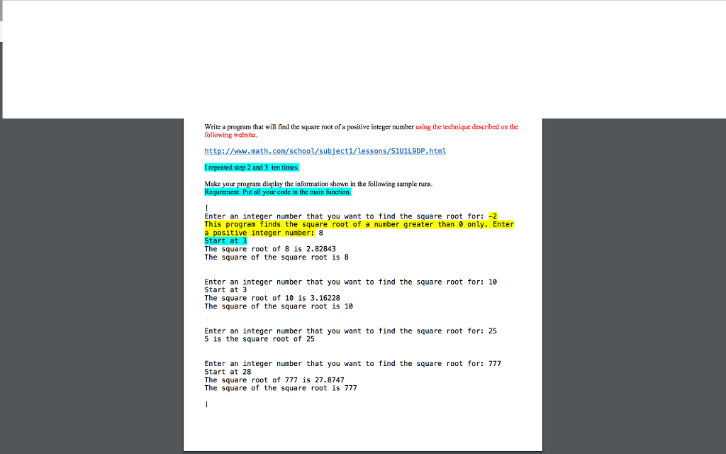 solved-write-a-program-that-will-find-the-square-root-of-a-chegg