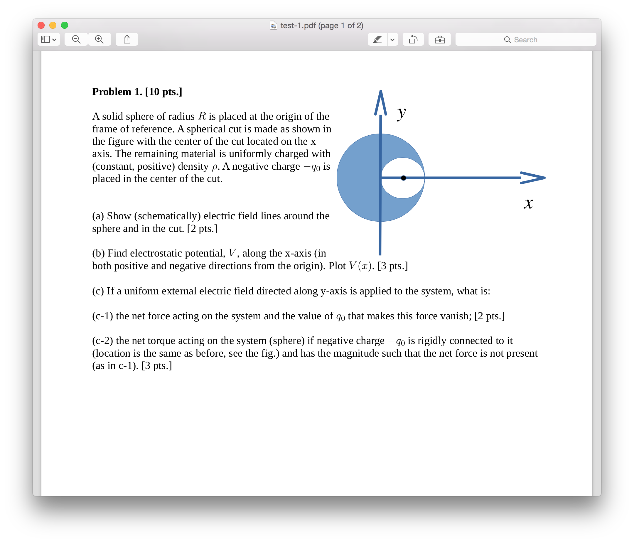 Solved Problem 1. [10 pts.] A solid sphere of radius R is | Chegg.com