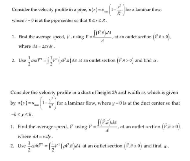 Consider the velocity profile in a pipe given by u(r) | Chegg.com
