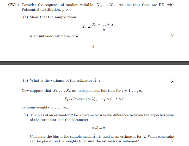 Solved CW1.1 Consider The Sequence Of Random Variables | Chegg.com