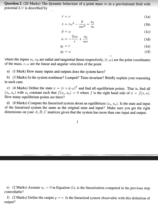 Solved Question 1 (20 Marks) Part (i) (5 Marks) Consider | Chegg.com