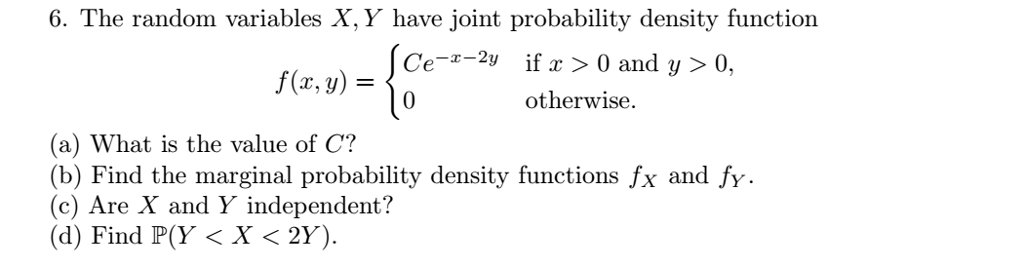 Solved The random variables X, Y have joint probability | Chegg.com