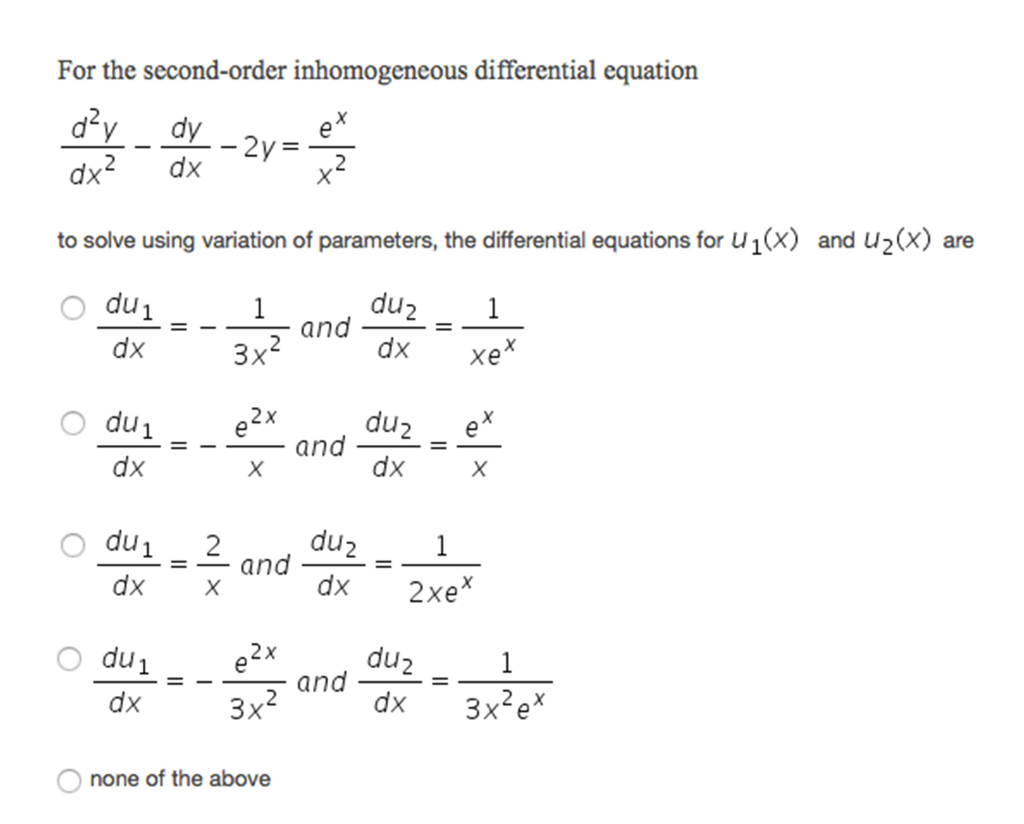 Second Order Differential Equation Solved Find The Second Order 2259