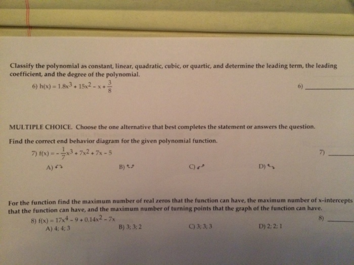 Solved Classify the polynomial as constant, linear,