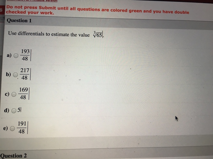 Solved Use differentials to estimate the value 3 squareroot
