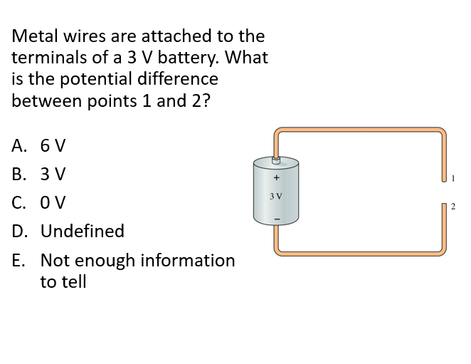 Solved Metal wires are attached to the terminals of a 3 V