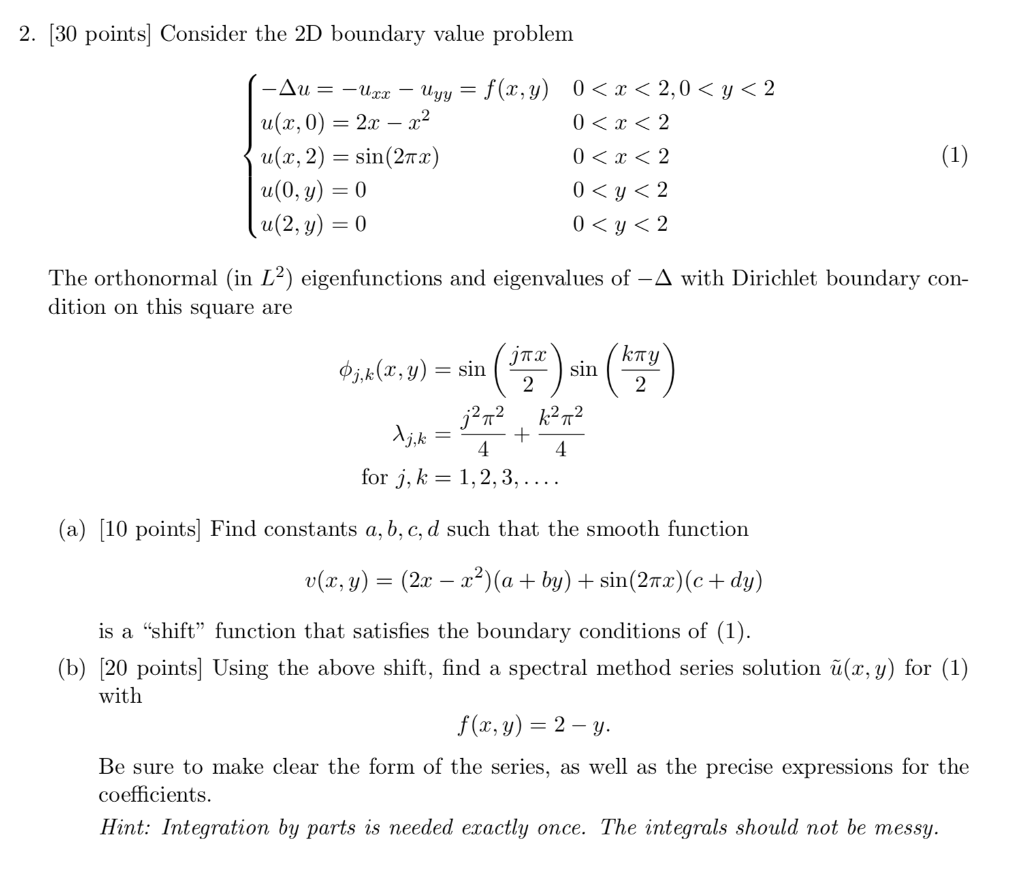 Solved 2. [30 points] Consider the 2D boundary value problem | Chegg.com